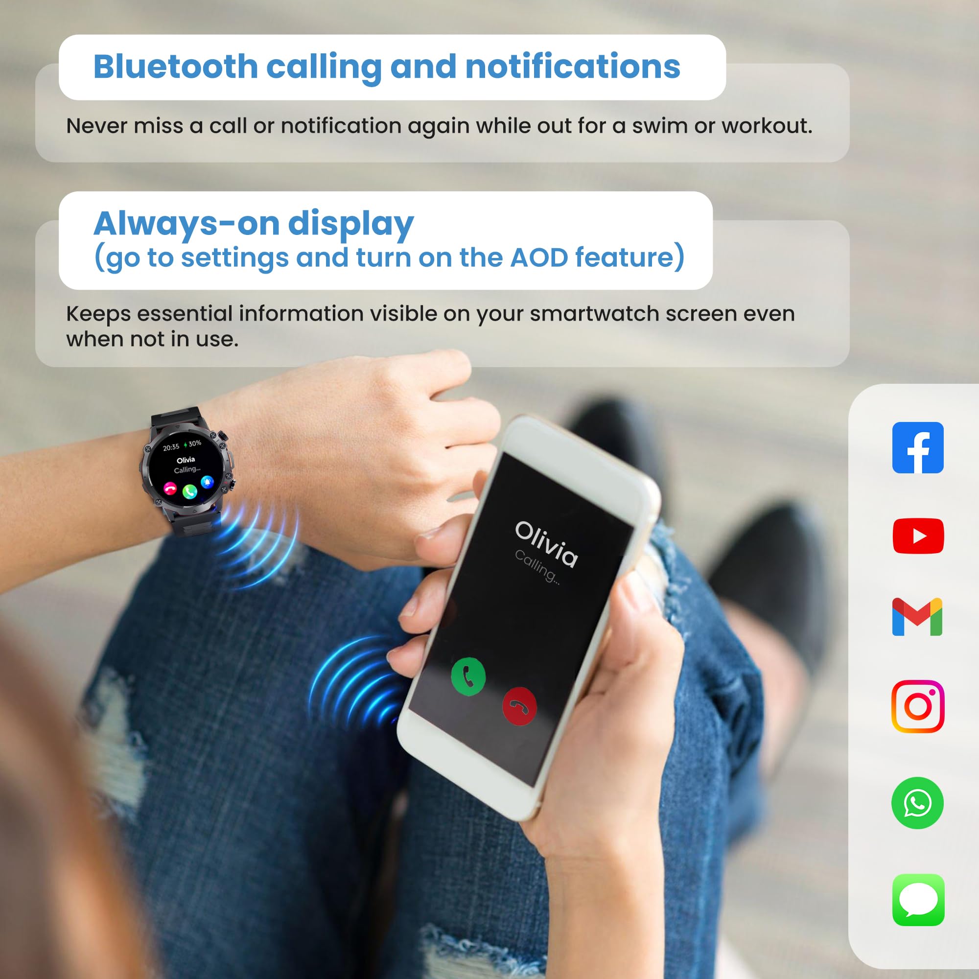 NEXGENfit Pro Smart Watch for Men and Women- AMOLED 1.43”, IP68, Waterproof,100+ Sports | Fitness Activity Tracker | Extra Long Battery | Blood Pressure & Sleep Monitor | Android & iOS Compatible