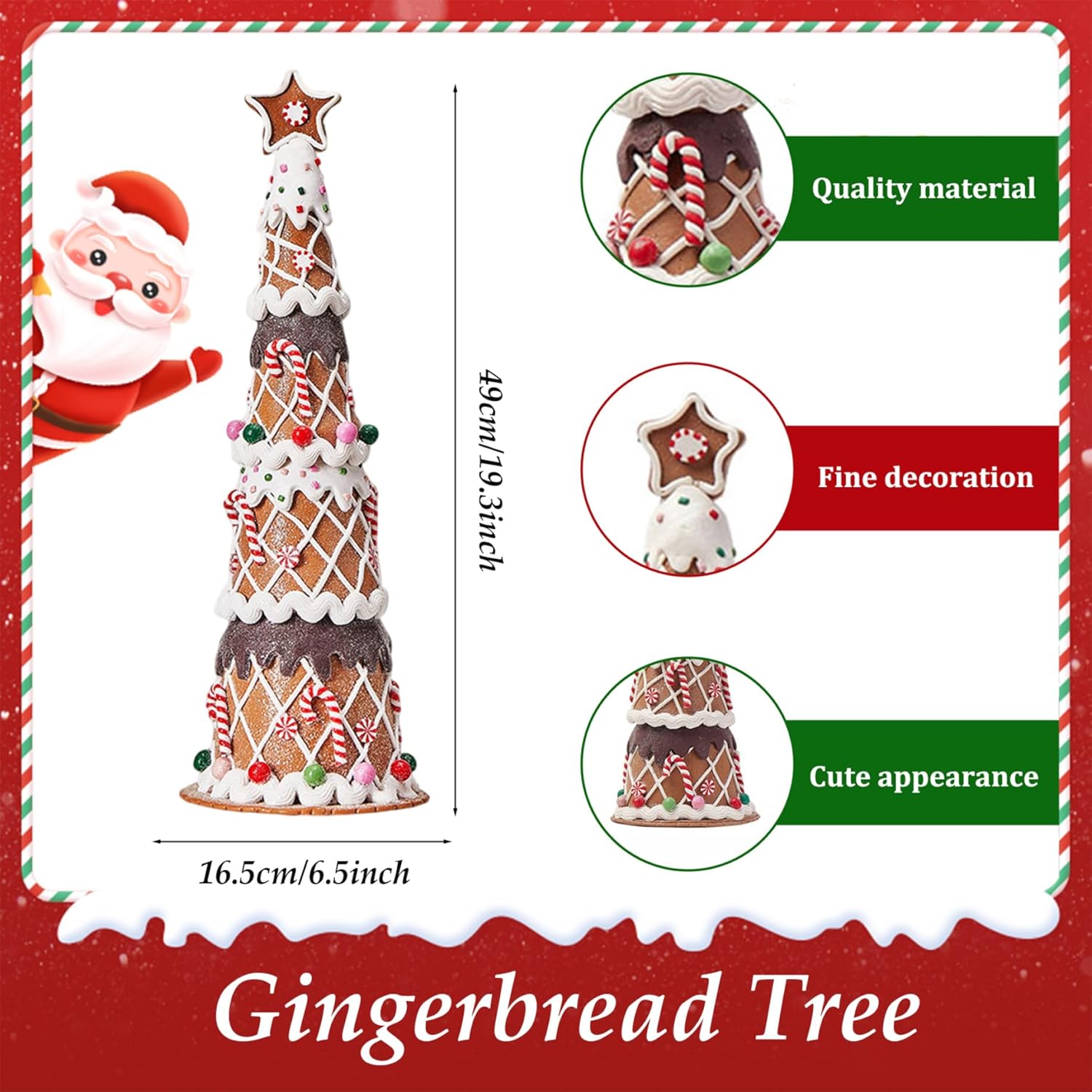 Gingerbread Trees, Christmas Tree Topper 6.3x18.5 inch Realistic Gingerbread Tree Topper for Christmas Birthday Party Decoration Party Supplies.