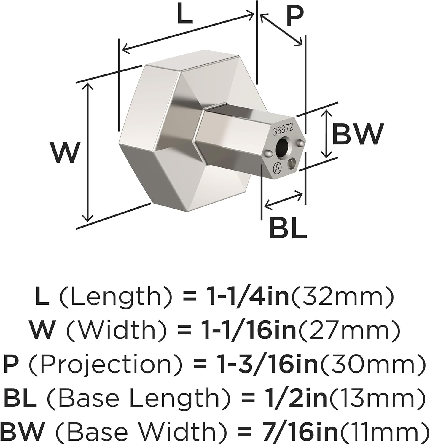 Amerock BP36872PN | Caliber 1-1/4 inch (32mm) Diameter Polished Nickel Cabinet Knob | Kitchen Cabinet Hardware | Furniture Hardware | Drawer Handle