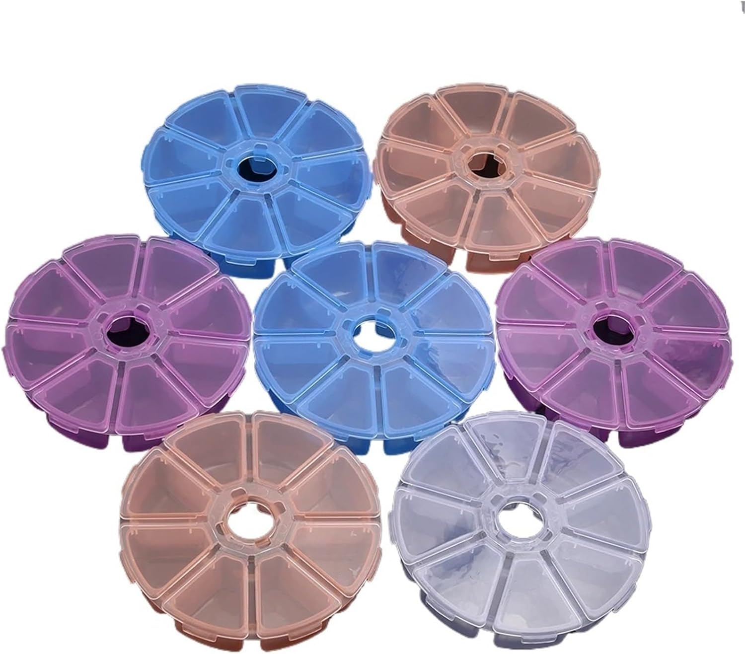 Bead Organizer 24pcs Round Plastic Transparent Storage Box Jewelry Beads Container Fishing Tools Accessories Small Items Sundries Organizer Case for Bead Arts and Crafts(Orange)