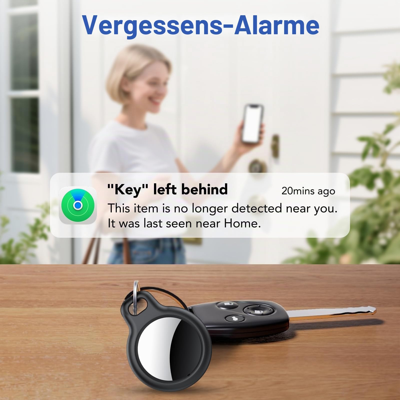 Air Tracker Smart Tag 4 Pack, Schlüsselfinder Kompatibel mit Apple Wo ist? APP (Nur iOS), Bluetooth Key Finder für Gepäck/Taschen/Brieftasche, IP68 Wasserdicht, Austauschbarer Akku