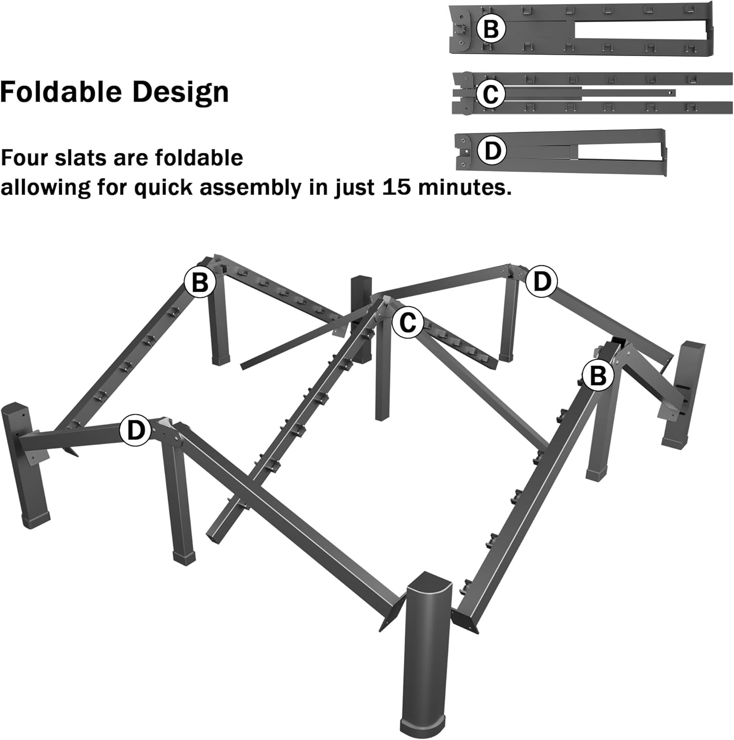 18 Inch Queen Bed Frame with Rounded Corner and Headboard Hole Mattress Retainers 3500 lbs Heavy Duty Support Metal Platform Bed Frame Noise Free No Box Spring Needed Easy Assembly - Image 6