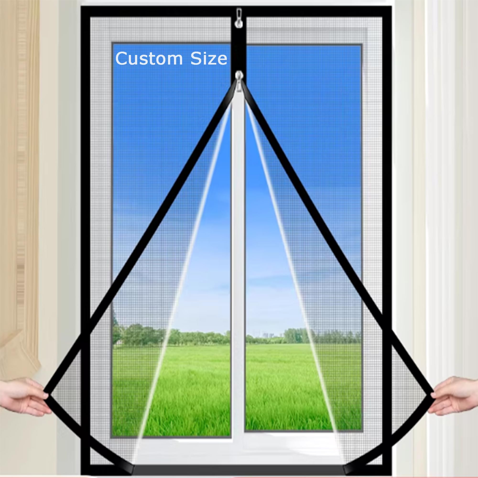 Xieminle Multicolor Custom Size Cat Window Screen Mesh, Self-Adhesive Cat Protection Netting, Fly Screen Anti-Mosquito Insect Window Net With Zipper, Pet Safety Mesh For Balcony