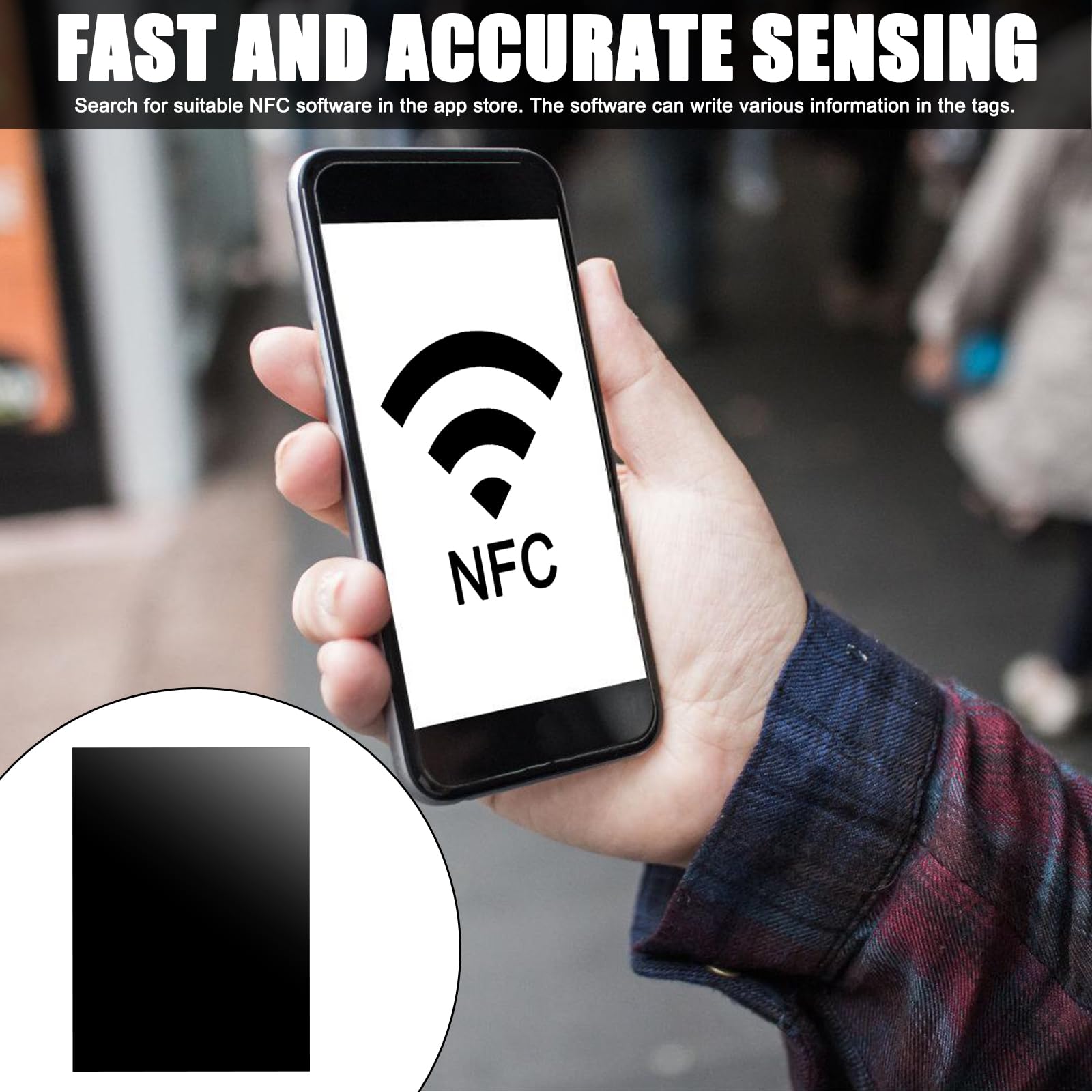 50 schede NFC NTAG215 riscrivibili 504 byte PVC nero