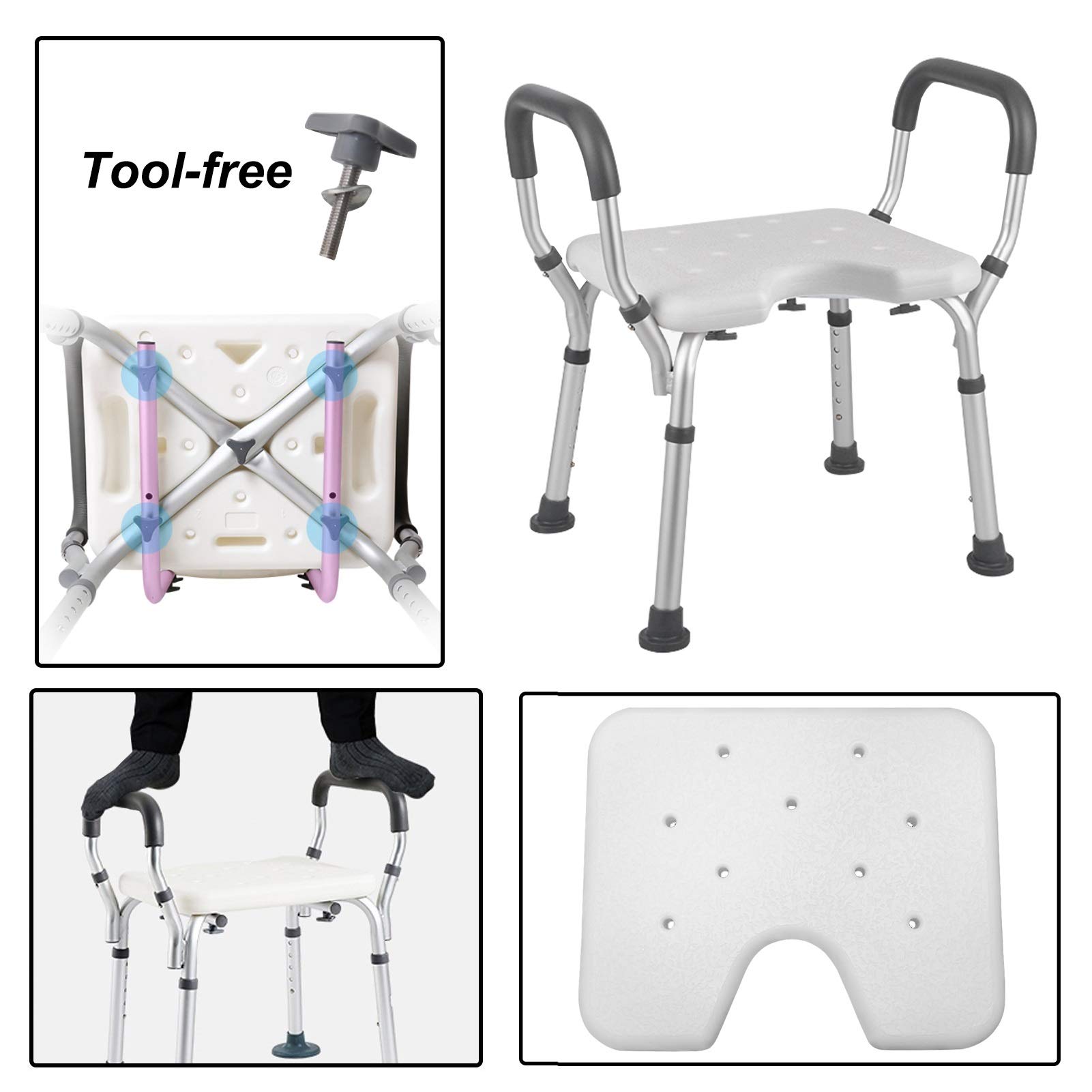 Silla de Ducha for bañera, Ducha Compacto Asiento Banco Stool Ligero Bañera con Asiento Antideslizante Assist, Silla de Ducha Ajustable médica for Ancianos, diseño Moderno