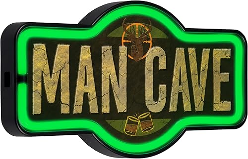 Letrero de neón LED con diseño de cueva de hombre, decoración de pared retro para la cueva del hombre, sala de juegos, sala de juegos o bar en casa