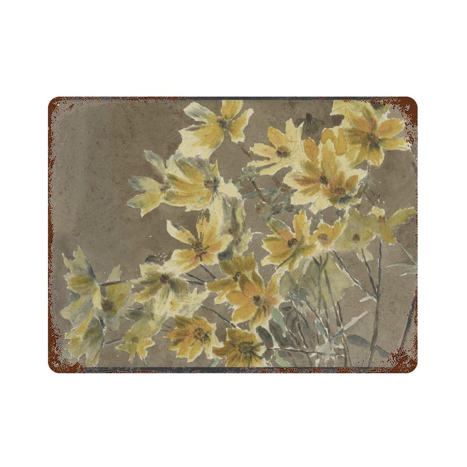 xiaoxiaoshen Vintage Watercolor Yellow Coreopsis Wildflowers Wall Decor Art Metal Tin Poster Modern Home Decor Art Home Bar Shop Decorations Vintage Sign 30x40cm