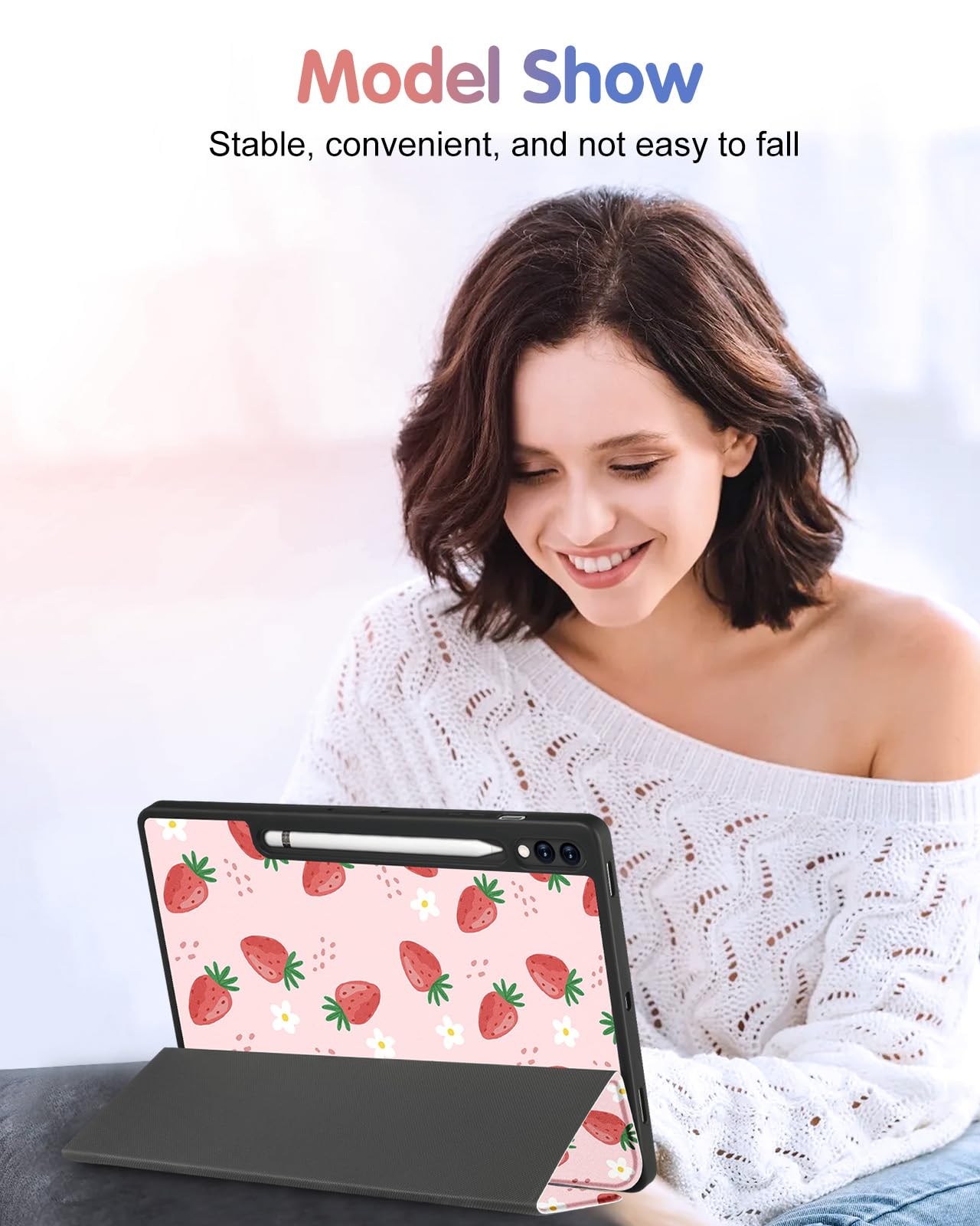 Wazzasoft for Samsung Galaxy Tab S9 Plus/FE Plus Case - Cute Women