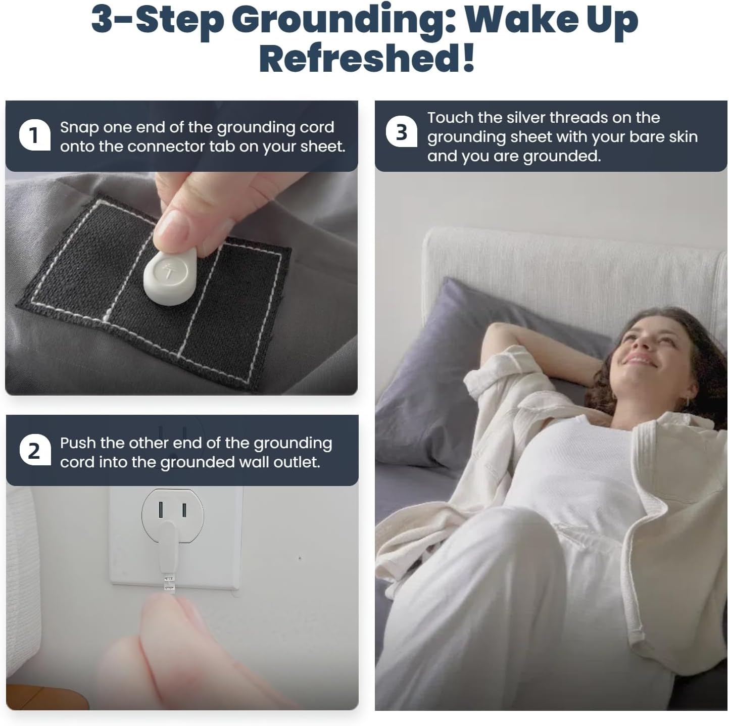 OKOHEY Grounding Flat Sheet, Queen Size – 90% Organic Cotton & 10% Silver Fiber, Conductive Earthing Bed Sheet for Better Sleep and Enhanced Wellness, White