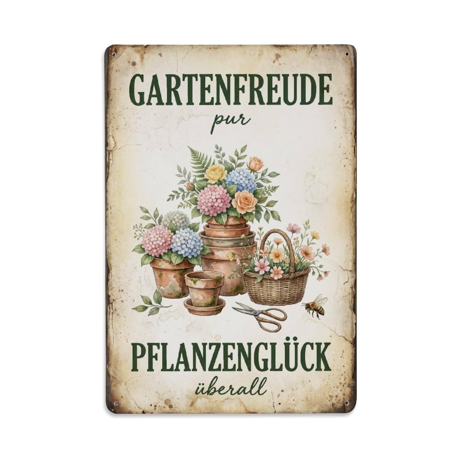 Vintage Funny Garden Joy Rustic Gate Orchard Metal Tin Sign Plaque Wall Decor for Cafe, Club Bar, Office, Garden Metal Poster 8x12Inch