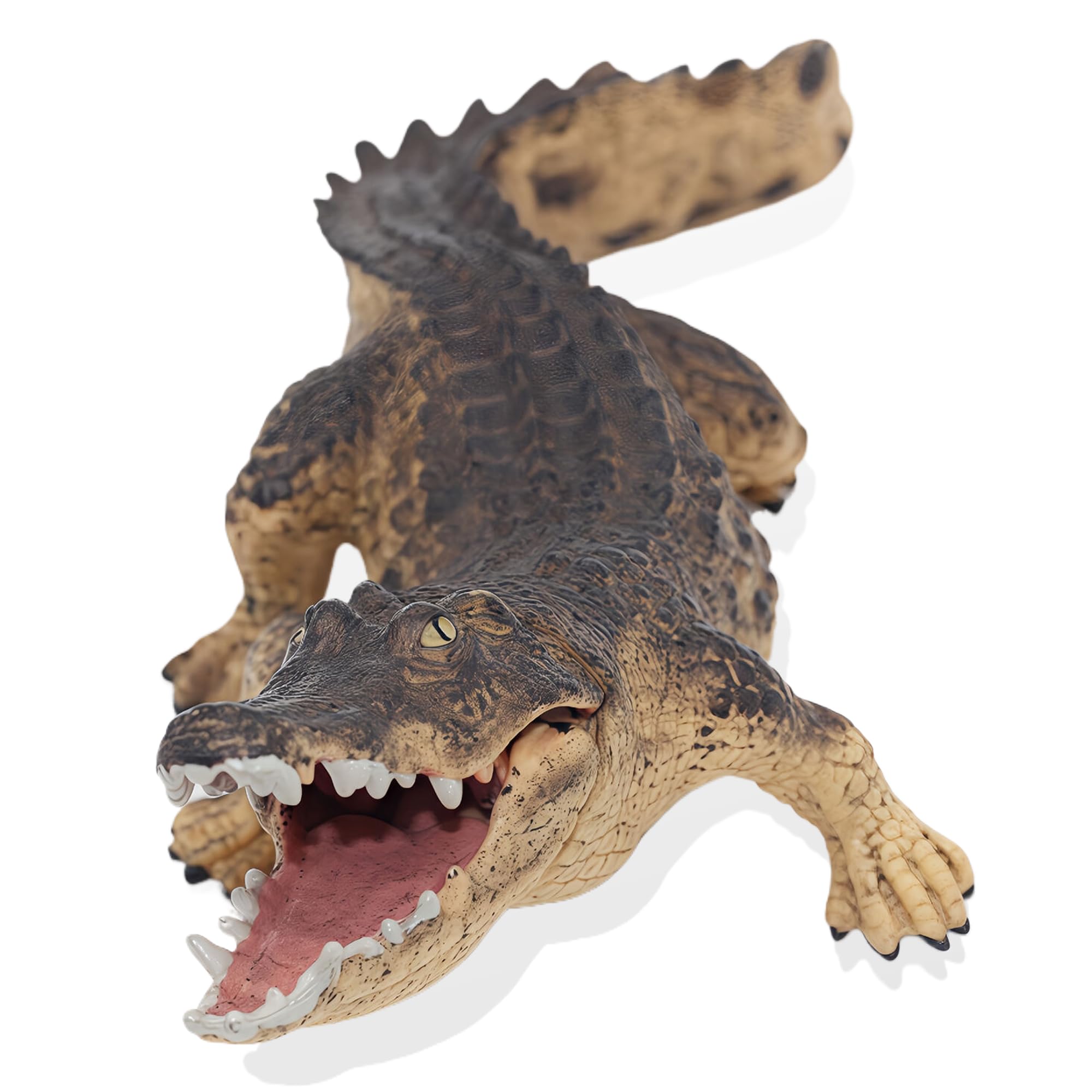 Gemini&Genius Crocodile Action Figures Wildlife World Safari Animals Figures Stocking Stuffers and Collectible Toys The Coolest Cake Toppers for Kids (Brown Crocodile)