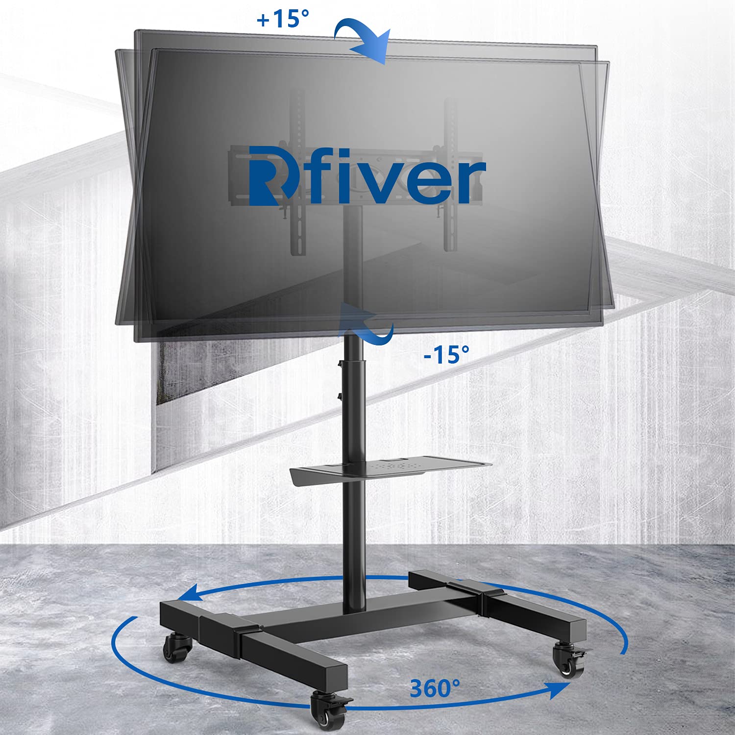 Rfiver Mobile tv cart Rolling tv Stand for 3270 inch Flat Curved