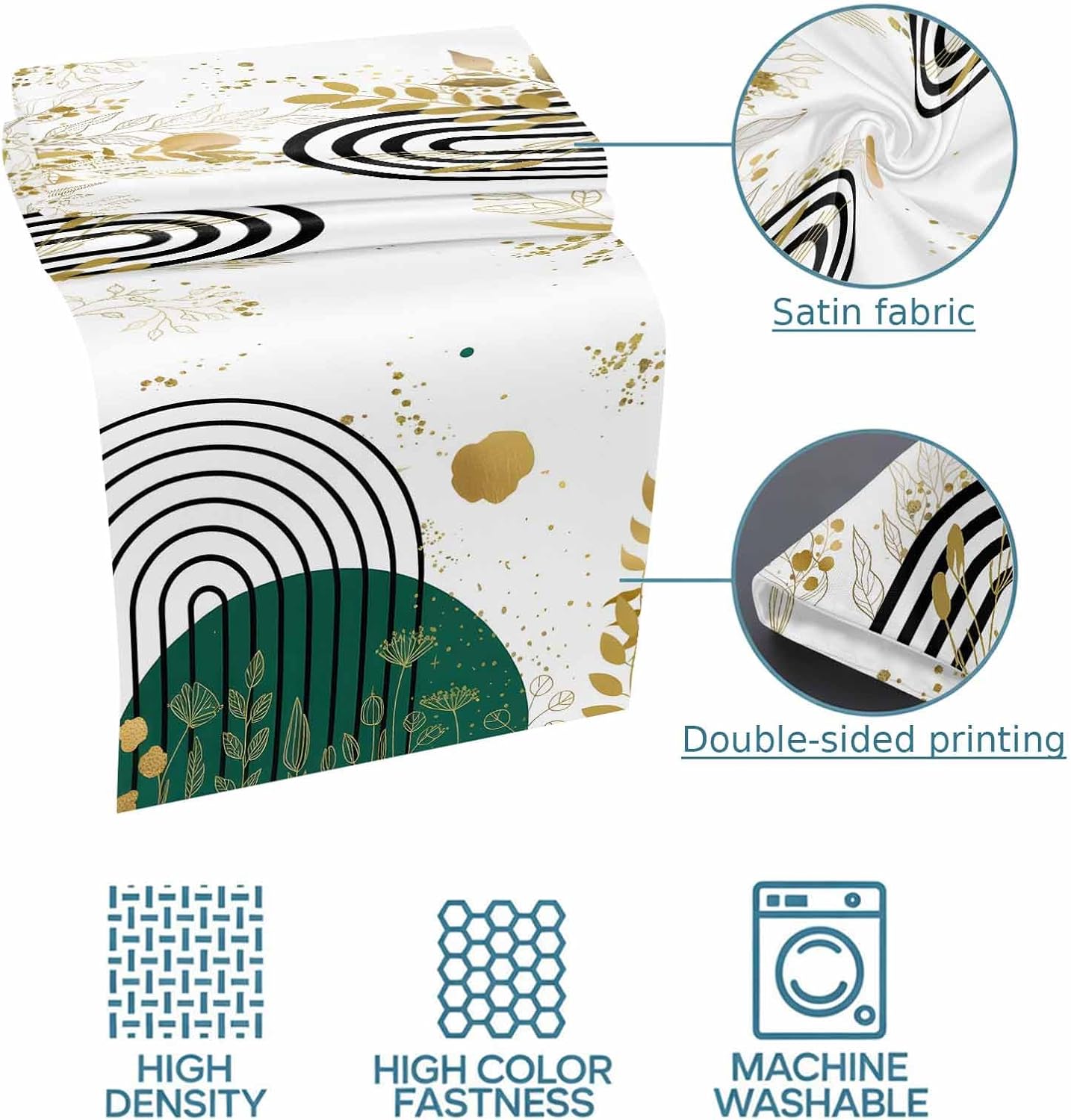 Boho Gold Leaves Bed Runner Scarf Bedding Accessory For Full Size Bed,Soft Bed Scarves And Runners Stainproof Dustproof Bedroom Protector For Hotel,Luxurious Black White Geometric Stripes 83"x20"