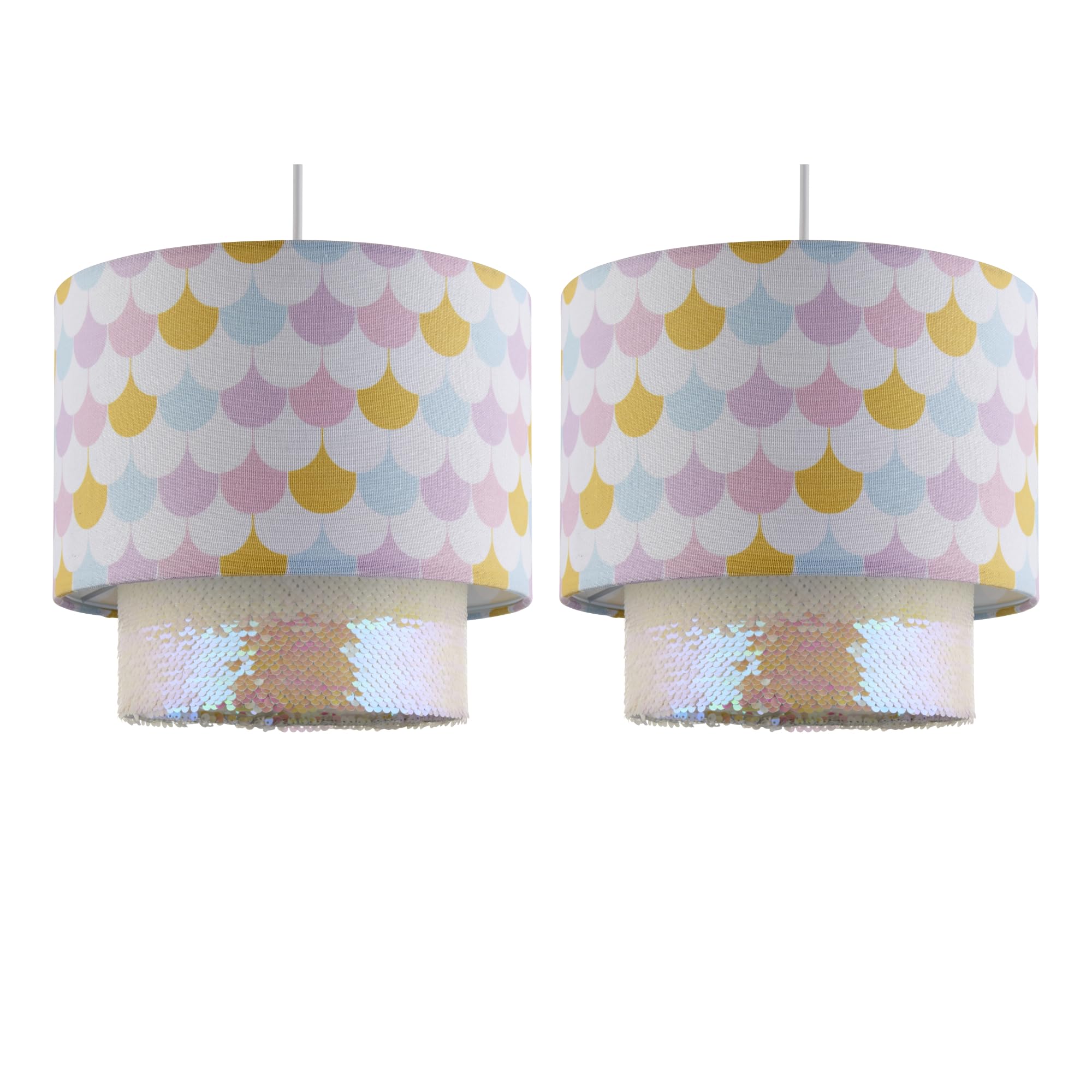 First Choice Lighting Set Of 2 MermaidGlitter 25Cm Easy Fit Pendant 2 Tier Shades from B&Q