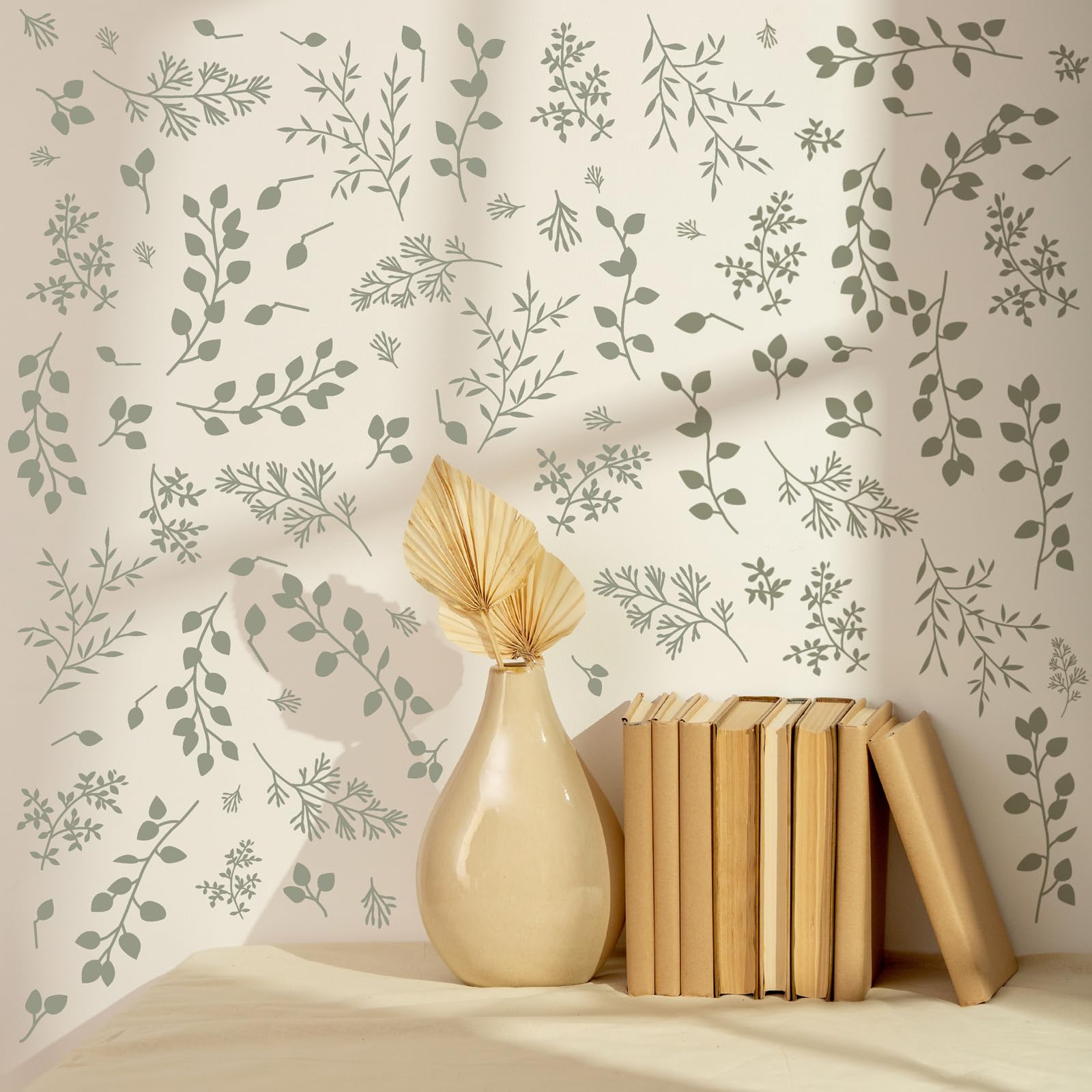 Green Leaf Wall Stickers Botanical Green Leaves Wall Stickers Plants Modern Leaves Wall Decals Peel and Stick Eucalyptus Tree Leaf Wall Decals for