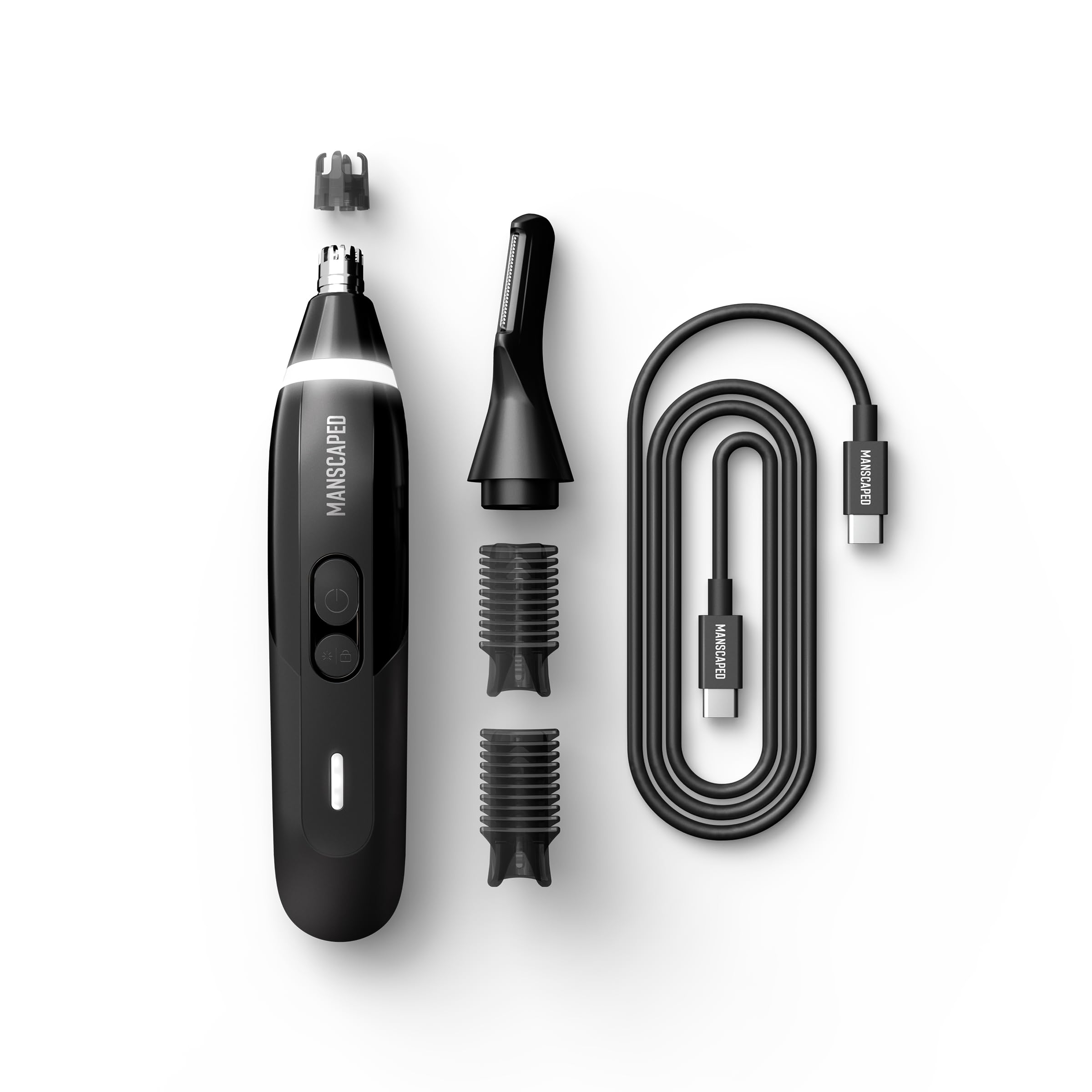 MANSCAPED® Weed Whacker® 3.0 PRO - Rifinitore elettrico per uomo per naso, orecchie e sopracciglia - Sistema a doppia testina SkinSafe®, ricaricabile, blocco da viaggio, pettine per sopracciglia