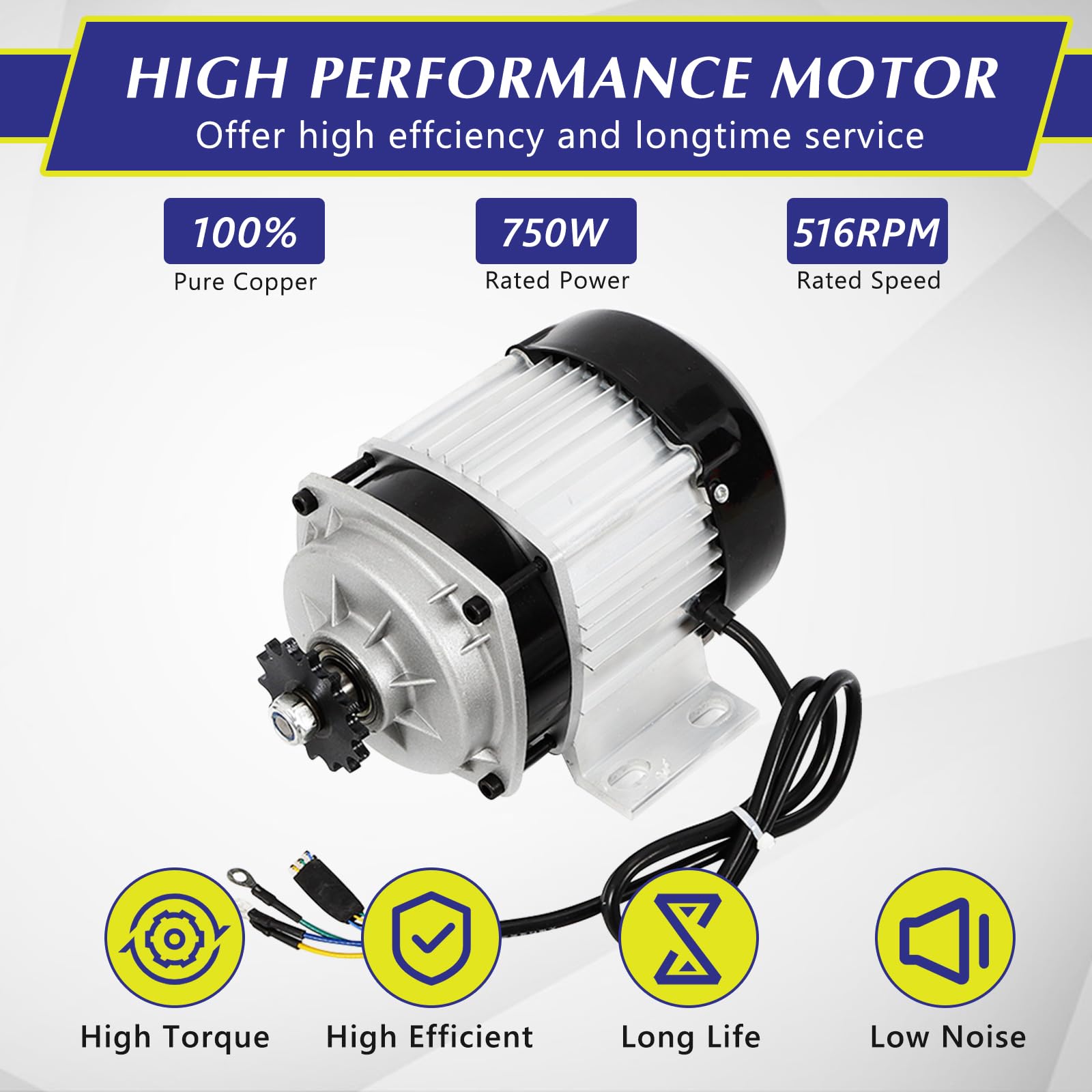 Amazon.com: DC Electric Brushless Motor, 48V 750W 516RPM Electric
