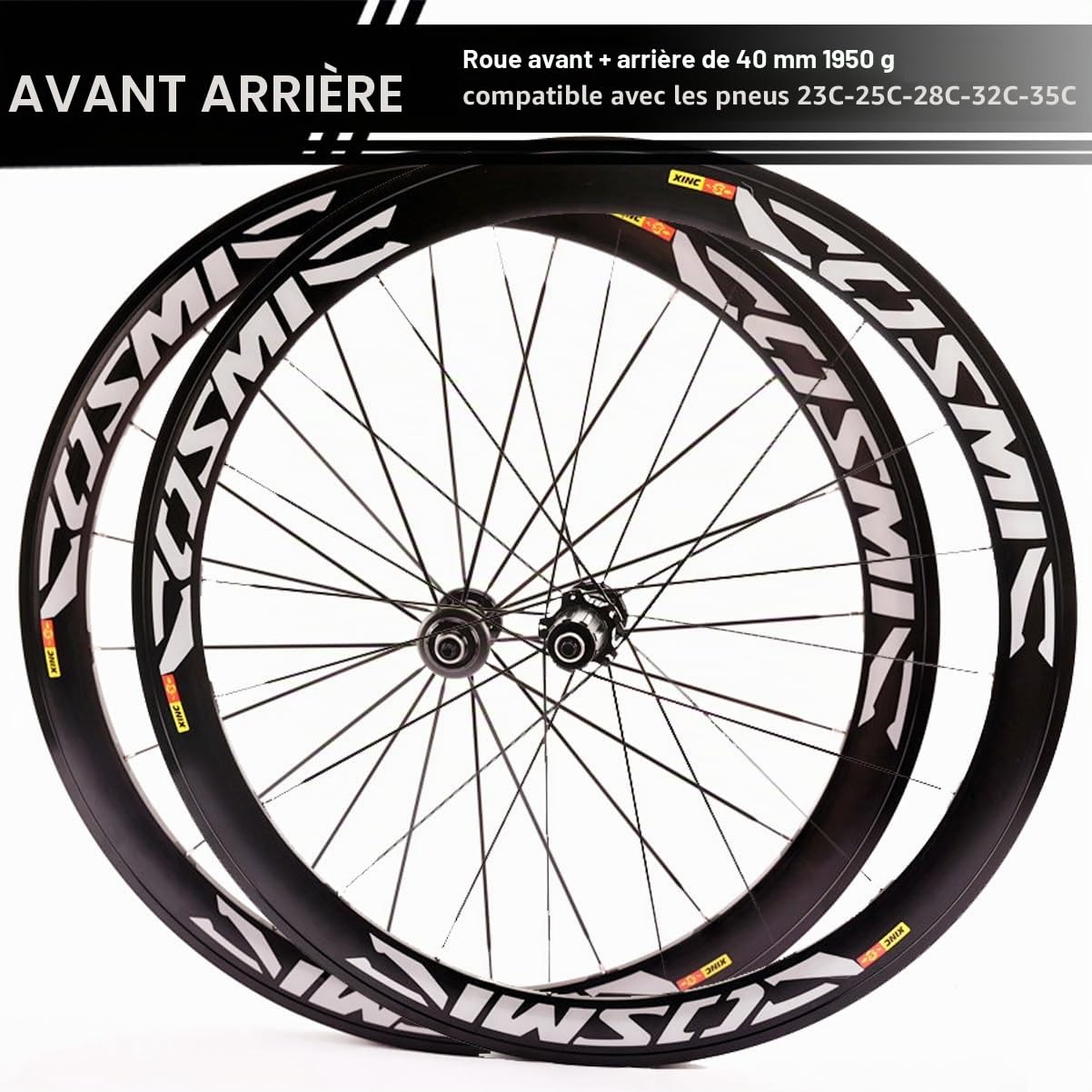 Roues Avant Et Arrière 700C Paire De Roues pour Vélo De Route Frein C/V 40/50mm Jantes en Alliage D'aluminium Moyeux À Démontage Rapide pour Cassette 7-12 Vitesses 20H