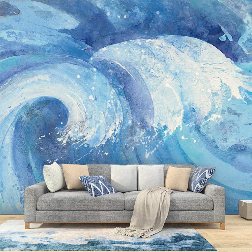 Personalidad 3D arte pintado a mano abstracto océano ola fondo papel tapiz papel tapiz moderno hotel minimalista Hote Pared Pintado Papel tapiz 3D Decoración dormitorio sala sofá mural-350cm×256cm