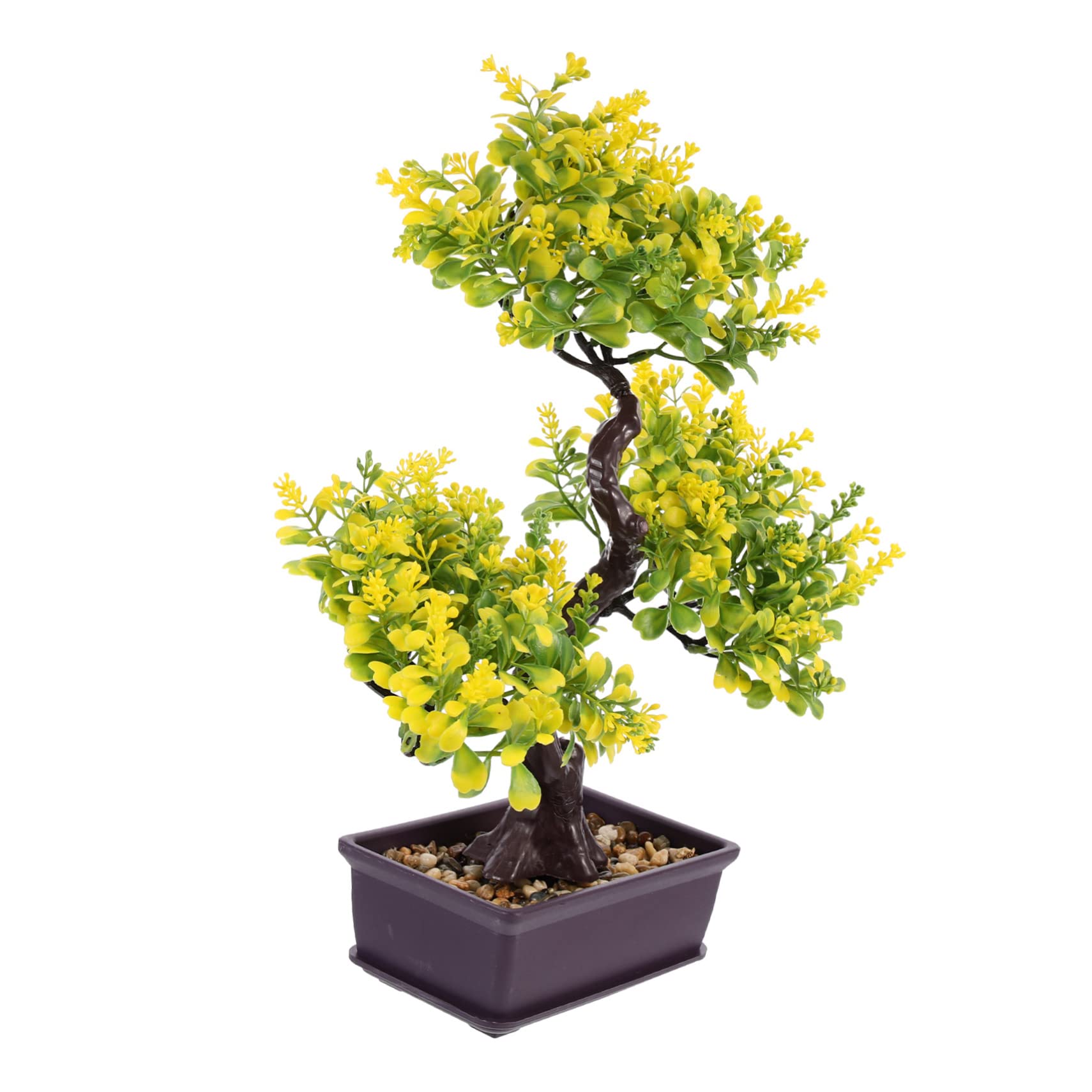 GOOHOCHY Artificial Potted Plants for Home Decoration, Yellow Plastic Faux Bonsai with Easy to Clean and Practical Features, for Decorating Living Room and Kitchen