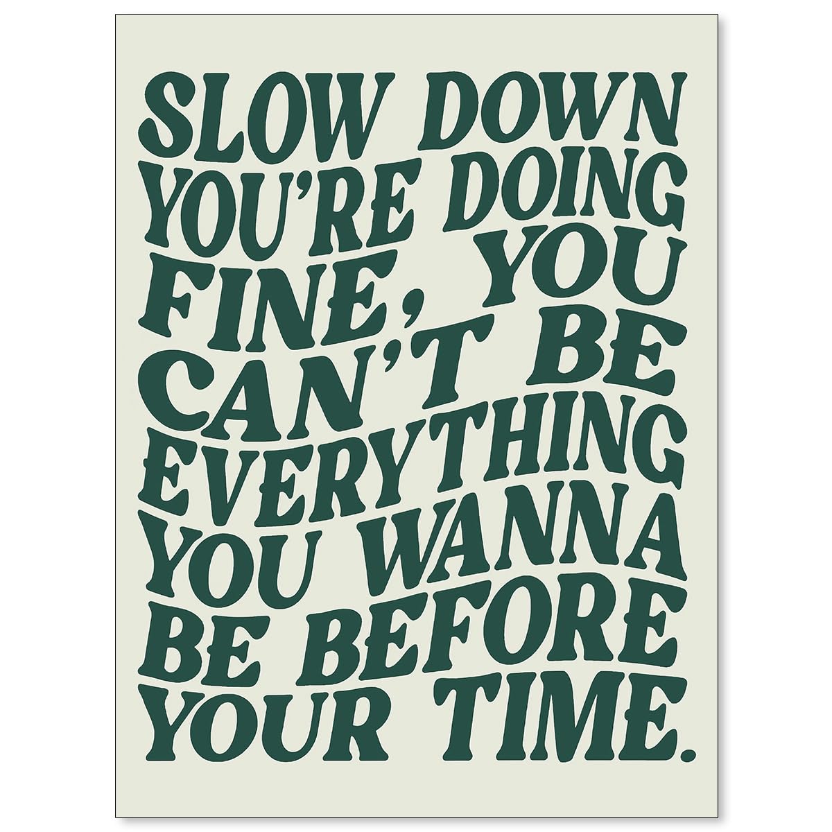 CAXIYSH Green Wall Art Pop Music Vienna Lyrics Poster Disco Pop Wall Decor Daily Positive Affirmations Maximalist Aesthetic
