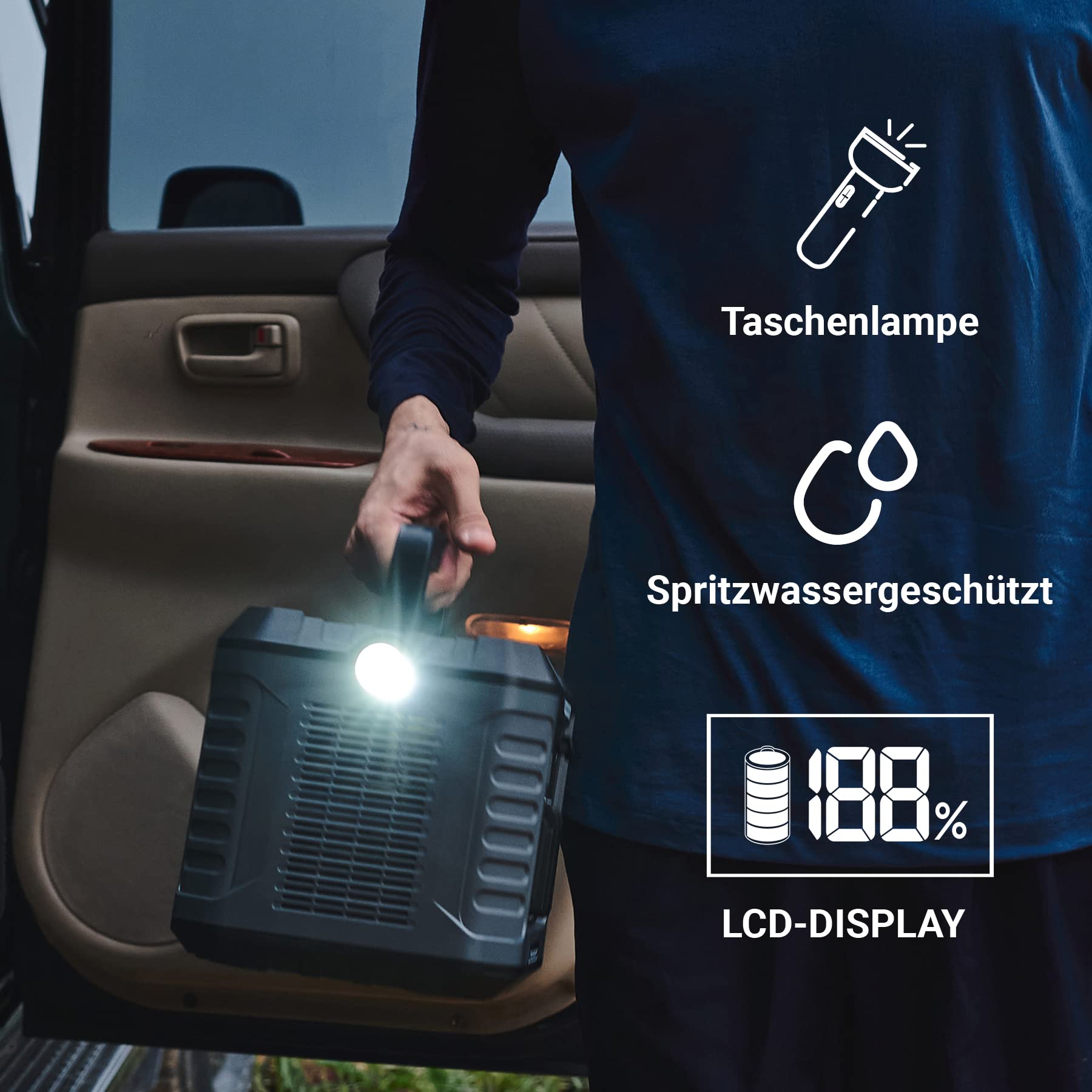 BALDERIA Power Set PS500-120 | Station d’alimentation portable 400Wh + panneau solaire 120W | Stockage d'énergie avec prise 230V USB | Alimentation mobile pour le travail, camping et caravanes