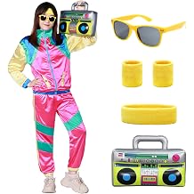 80s Tracksuit Costume Retro 90s Hip Hop Costumes Shell Suit Party Dress for Adult Women and Mens