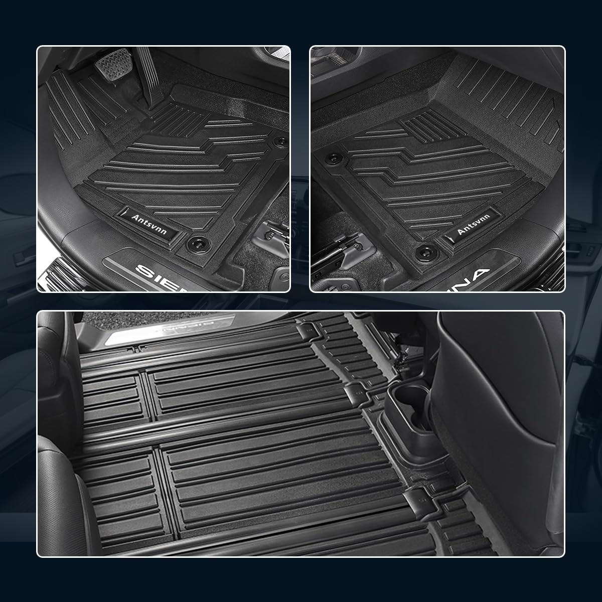 Fit for 2021-2024 2025 2026 T-oyota Sienna 7 Passanger Floor Mat 3 Rows Liner, All-Weather 3D Custom Interior Car Mats Compatible for Toyota 2021 2022-2024 2025 2026 Sienna Accessories（7 Passenger）