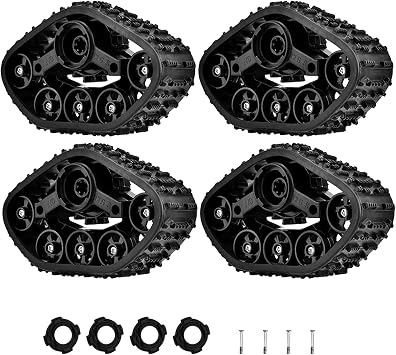 4Pcs RC Truck Track Wheel, Upgrade RC Car Tire Wheel Rubber Crawler Tyre, RC Military Truck Track Wheels for WPL 1/16 RC Military Truck