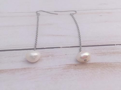 Miniatura 3 de Silver Chain and Freshwater Pearl Earrings