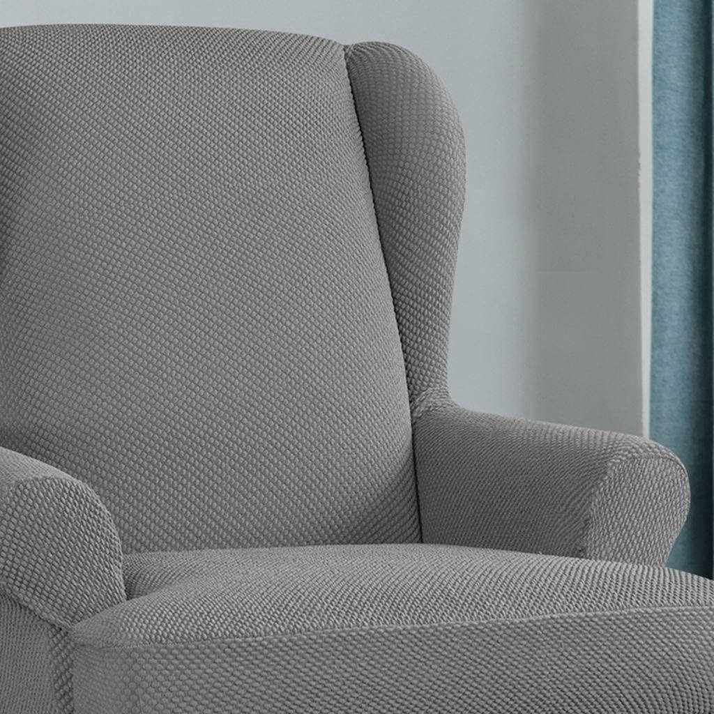 Stretch Armchair Chair, 2-Piece Super Soft Wingback Chair Slipcover Elasticity Solid Color Anti Scratchc Wing Chair Covers Pets Kids Children Dog Cat (Color : Light Grey, Size : 2 Piece)