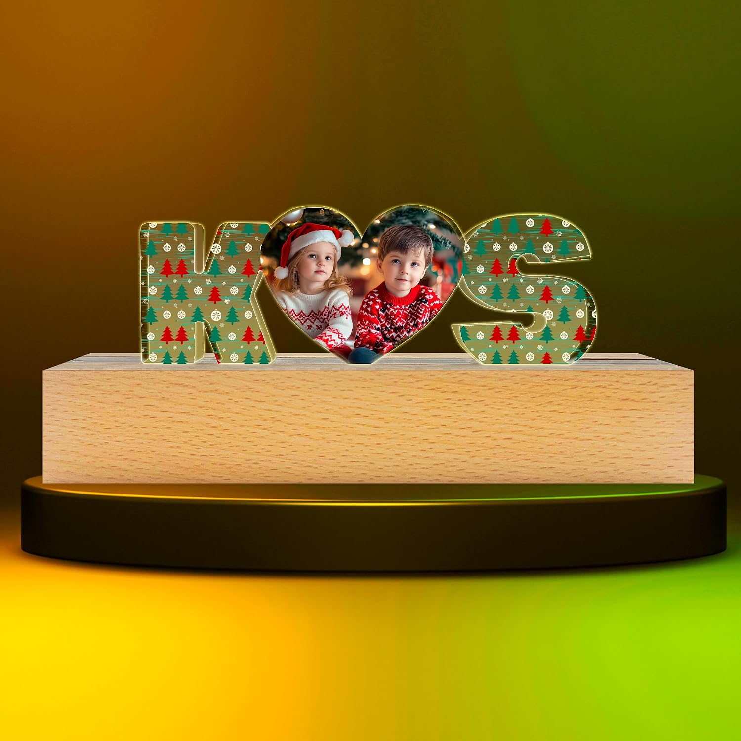Personalized Name Light, Customized Gifts for Living Room Decor - Christmas Design (3+Your Photo)