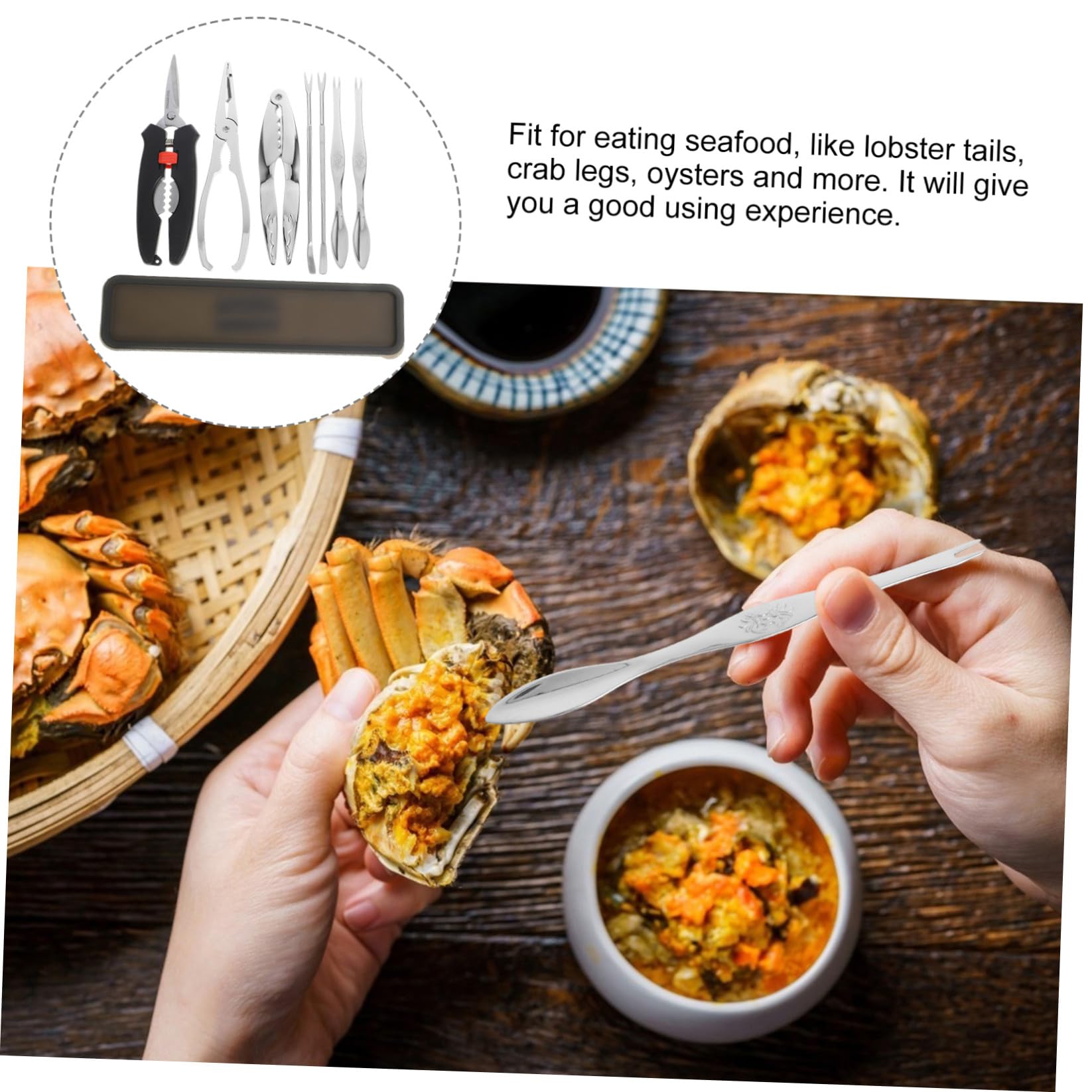 Set Pinza per Crostacei in Acciaio Inossidabile, Utensili per Cucina Sicuri per Mangiare Crostacei, Include Strumenti Apri Guscio Granchio, per Frutti di Mare