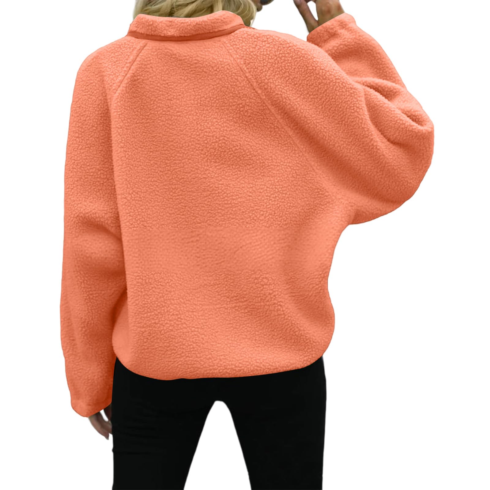 Générique Veste Polaire Femme Hiver Épais Manteau Teddy Boutons Chic Blouson Sherpa Chaude avec Poches Col Revers Manches Longues Outwear Épais Anti-Froid Douillet