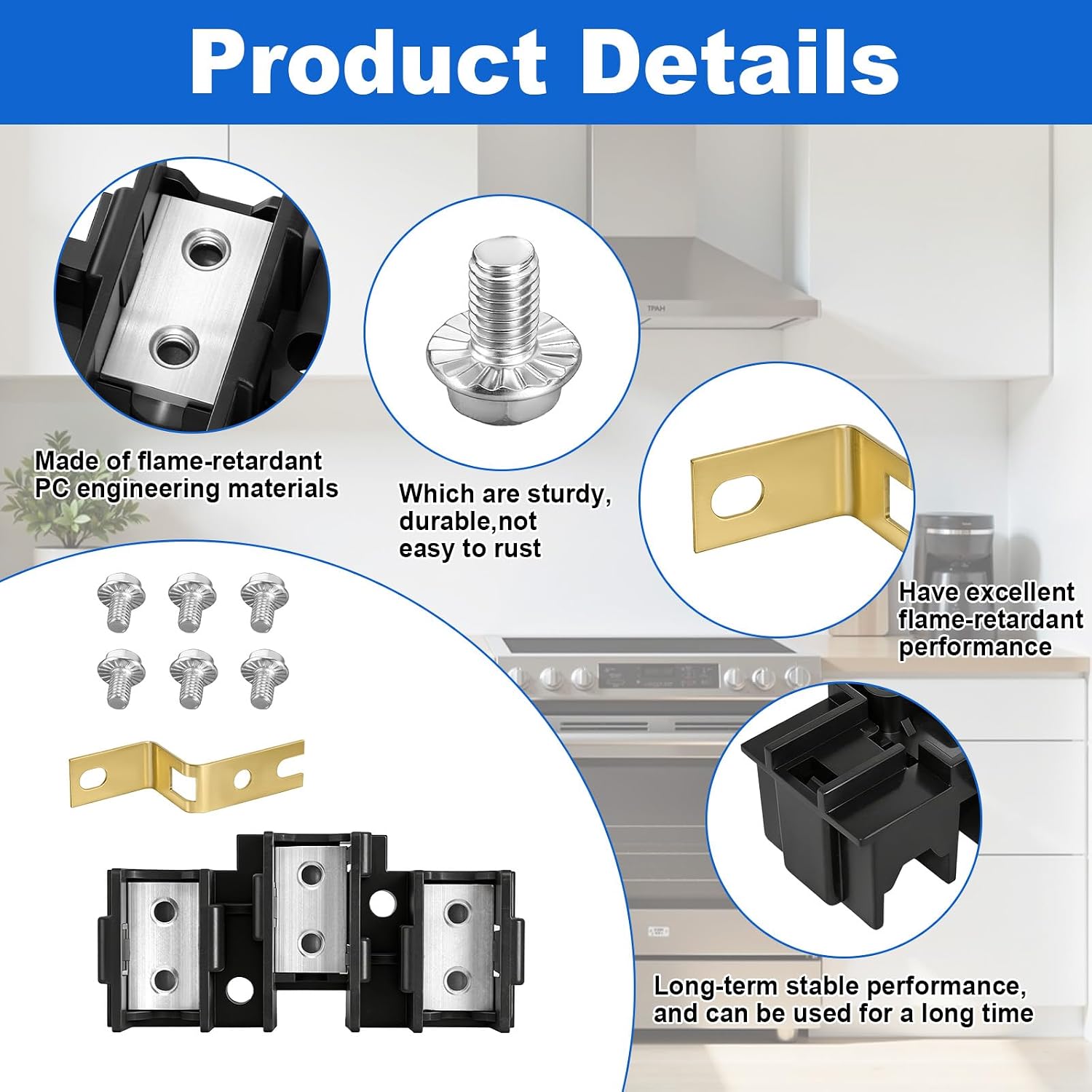 DG96-00173A Range Terminal Block Assembly Compatible with Samsung Electric Range/Stove/Ovens, 600V 65A 3 Positions Dual Row, Replace DG65-00003A 3282643 AP5306090 PS4241550 111751 WB17T10011 AP3736048
