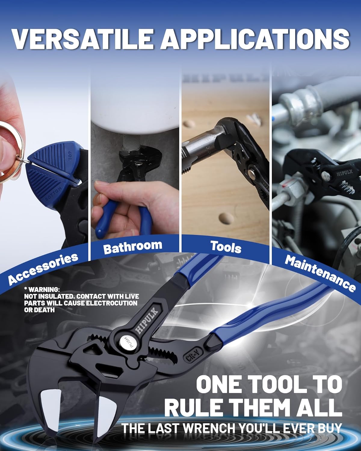 10-Inch Pliers Wrench with 2 Protective Covers - Professional Grade CRV Steel Adjustable Parallel Jaw Wrench with One-Click Resizing, Storage Pouch for All Types of Nuts, Water Pipes, etc