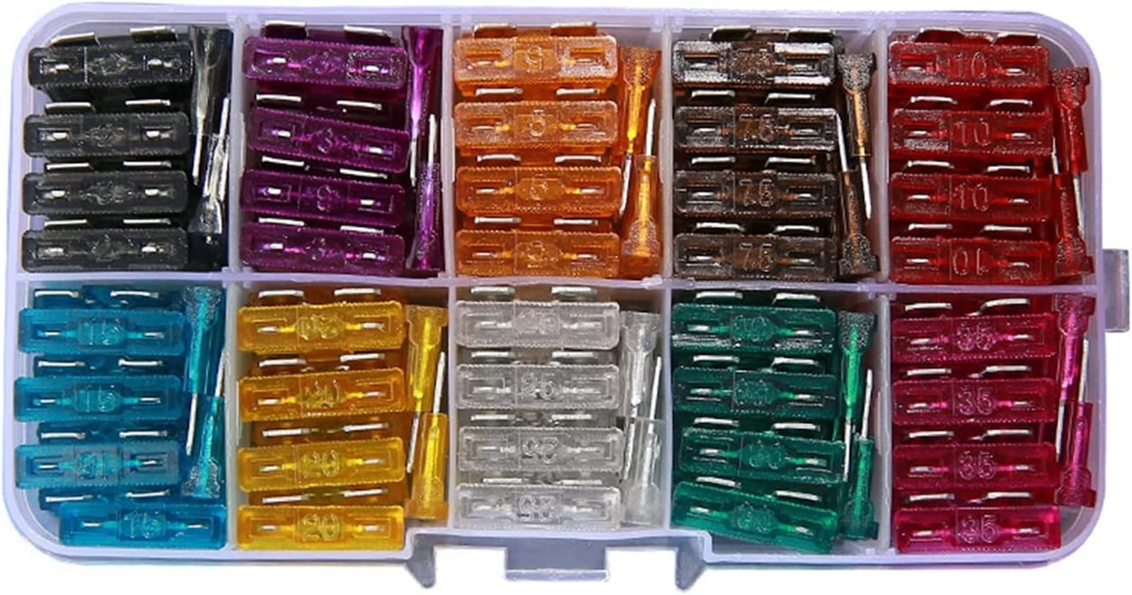 Jokormo Kit 220 Fusibili A Lama Per Auto | Assortimento Multicolore | Scatola Organizer Inclusa | Per Auto, Camion, Moto | Protezione Linea Elettrica