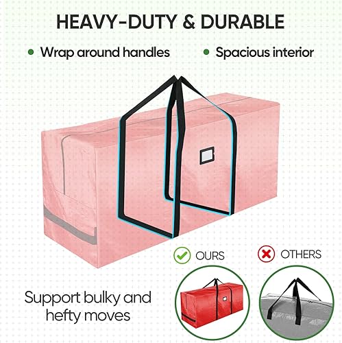 Vista 21 de BALEINE Bolsa de almacenamiento para árbol de Navidad de 7.5 pies, bolsa para árbol de Navidad artificial extragrande resistente con asas reforzadas