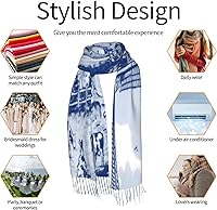 Vista 7 de Nederland - Lindo molino de viento holandés vintage Delft azul para mujer, suave, grande, mezcla de cachemira cálida, elegante, chal envolvente