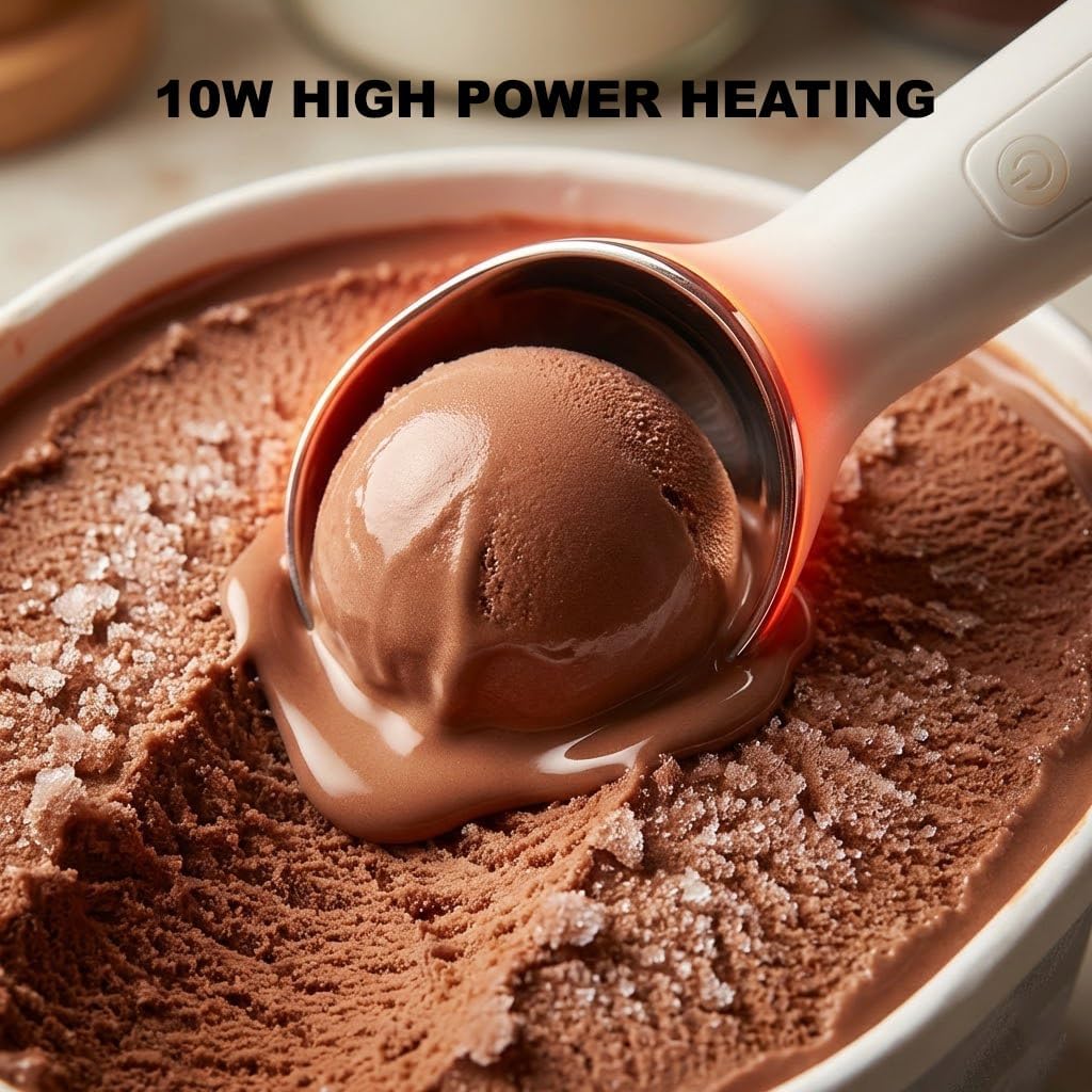 Heated Ice Cream Scoop Rechargeable with Heat-Proof Shell, 160s to 158°F Max, Supports 50 Uses, Electric Scoop with LED Display, for Hard Ice Bucket, Easier Solution for Kids, Seniors and Weak Wrists