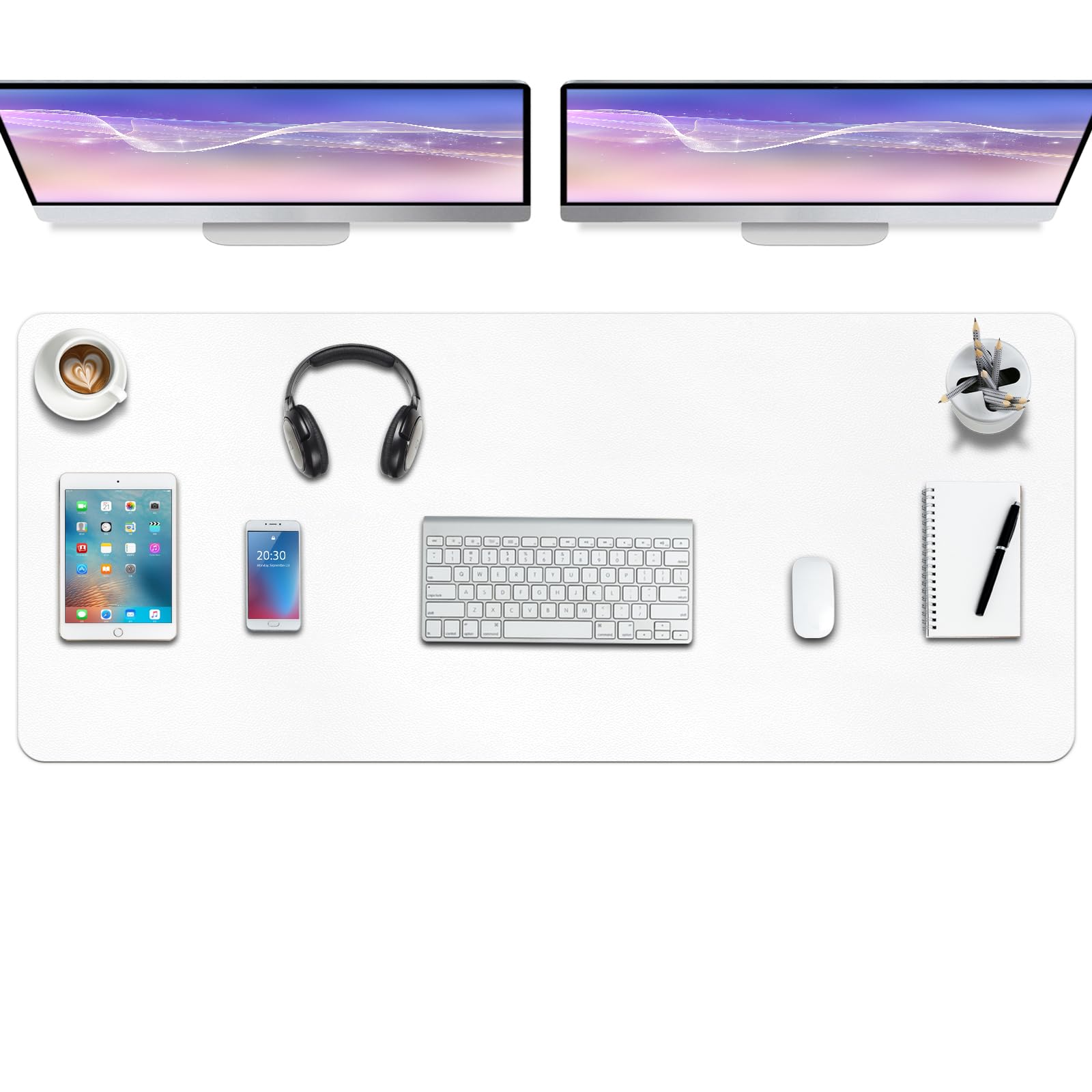 Boutilon Leather Desk Pad,47"x 24"XXX Large Business Desk Pad,Waterproof Student Study Desk Mat Protector Writing Pad for Keyboard and Mouse in Home Office Accessories(XXXL-White)