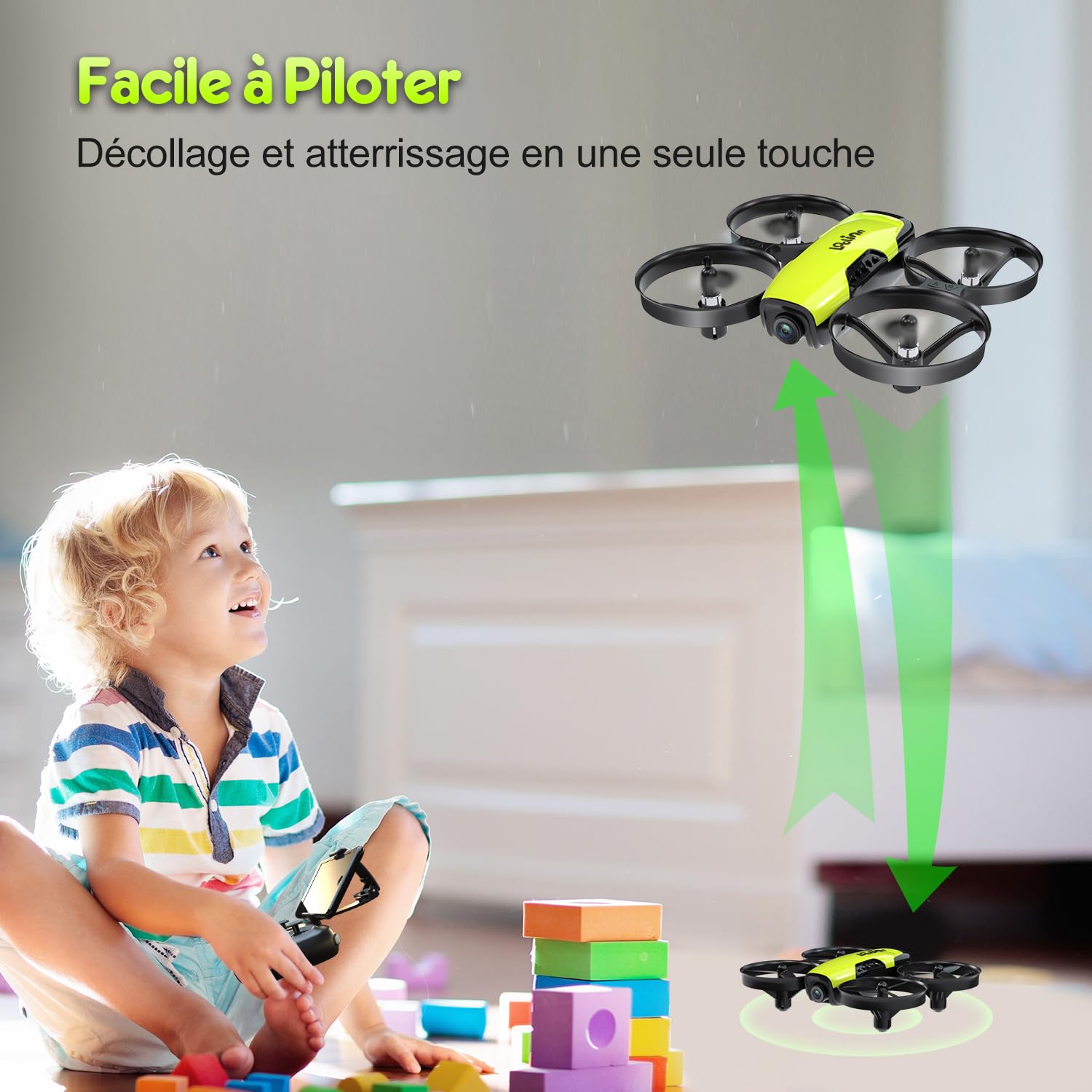 Loolinn | Drone avec Caméra comme Cadeau pour Enfants(8+), Mini Drone Télécommandé avec Vidéo et Photos, Vol Sécurisé, 21 Minutes de Temps de Vol, Trois Piles, Certification C0 (Cadeau pour enfant)