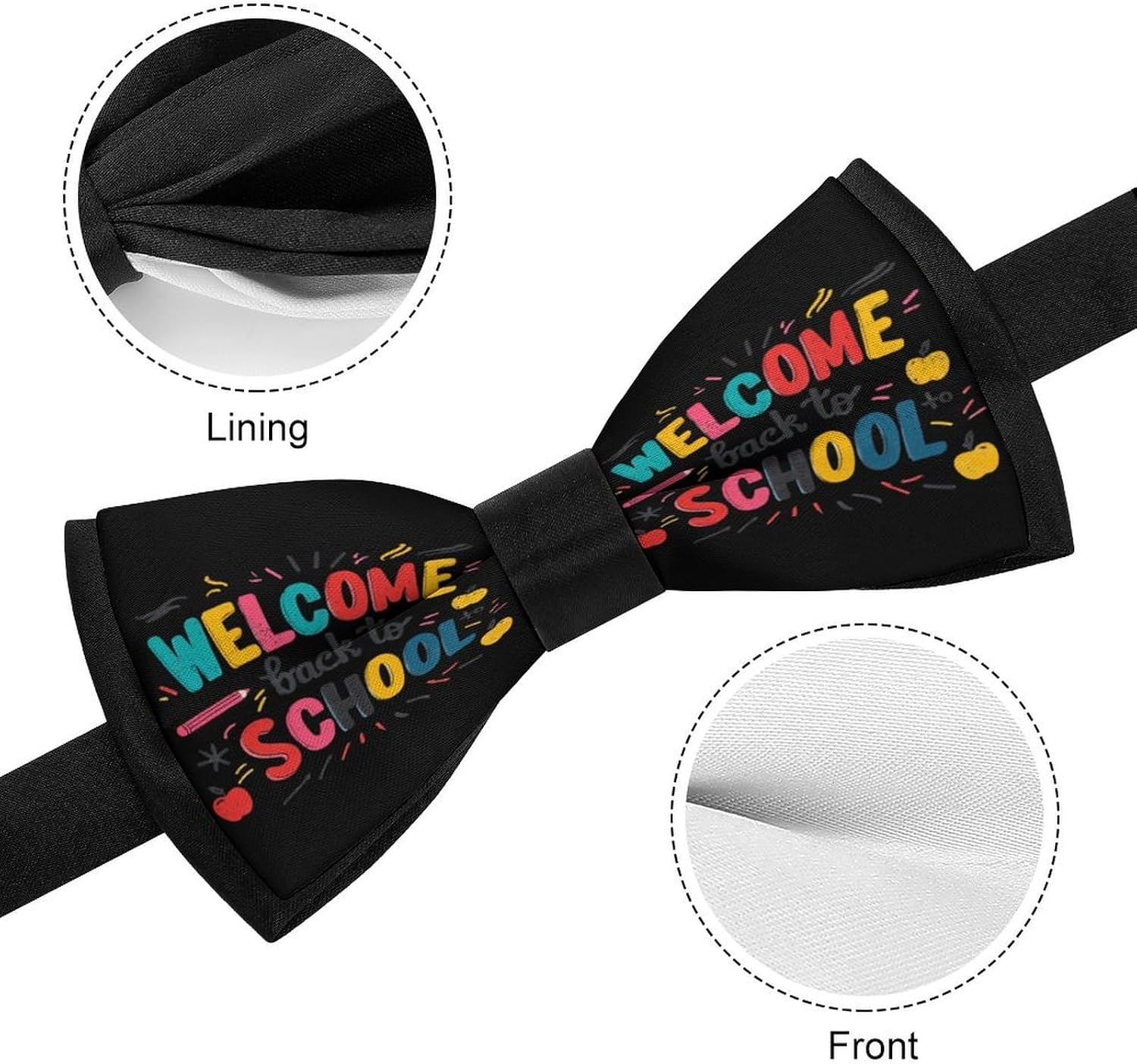 Welcome Back to School1 Funny Men's Bow Tie Pre-tied Adjustable Bowtie Accessories for Party Wedding