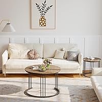 Vista 8 de Garden 4 you - Mesa de centro anidada, juego de 2 mesas redondas de 23.6" de centro de madera con marco metálico, mesas de centro para sala de Marrón
