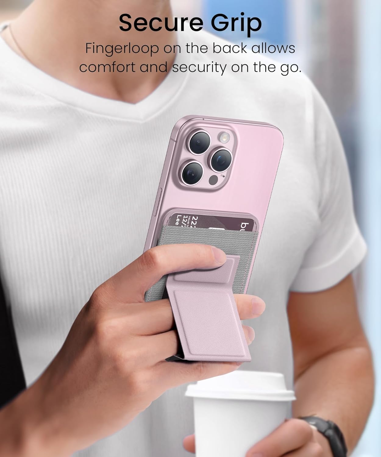 GONEZ for MagSafe Wallet with Stand, Stronger Magnetic Card Holder for iPhone 17/16/15/14/13/12 Series, Premium Leather Phone Wallet with RFID Blocking, 1 Slot, Fit 5 Cards, Pink - Image 7