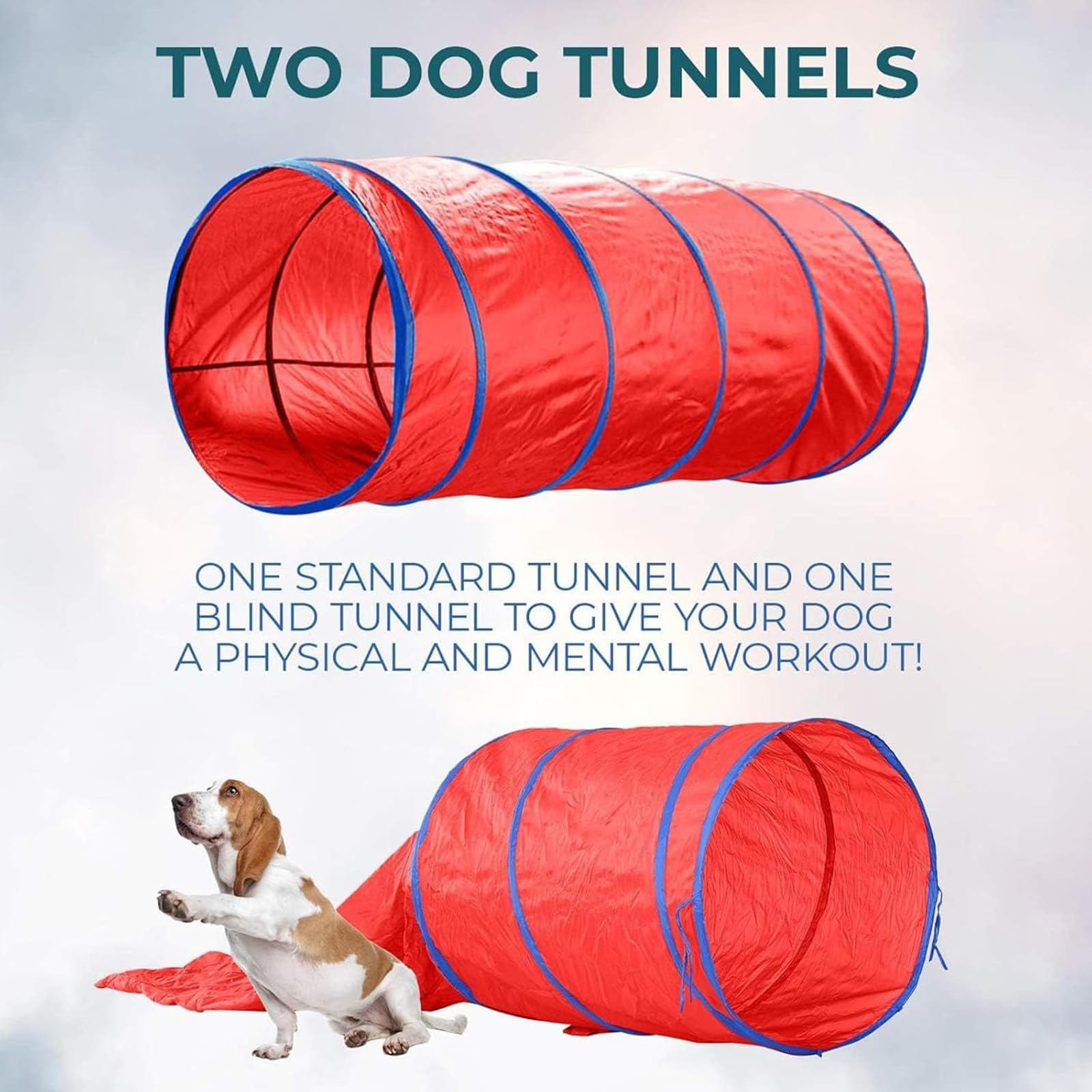 Kit de iniciación de entrenamiento de agilidad para perros con obstáculos ajustables y túnel de juego para uso en interiores y exteriores