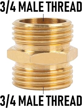 Hourleey Garden Hose Adapter, 3/4 Inch Male to Male Hose Adapter, Solid Brass Hose Connectors, 2 Pack Male Connector with 2 Extra Washers