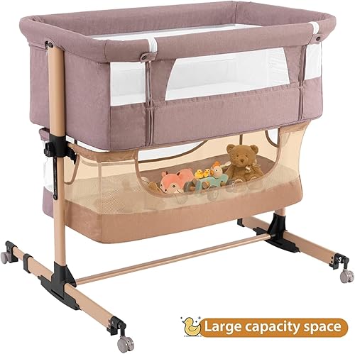 Miniatura 7 de nordmiex Cuna de bebé, cuna para recién nacido, cama de bebé ajustable para bebébebé, beige