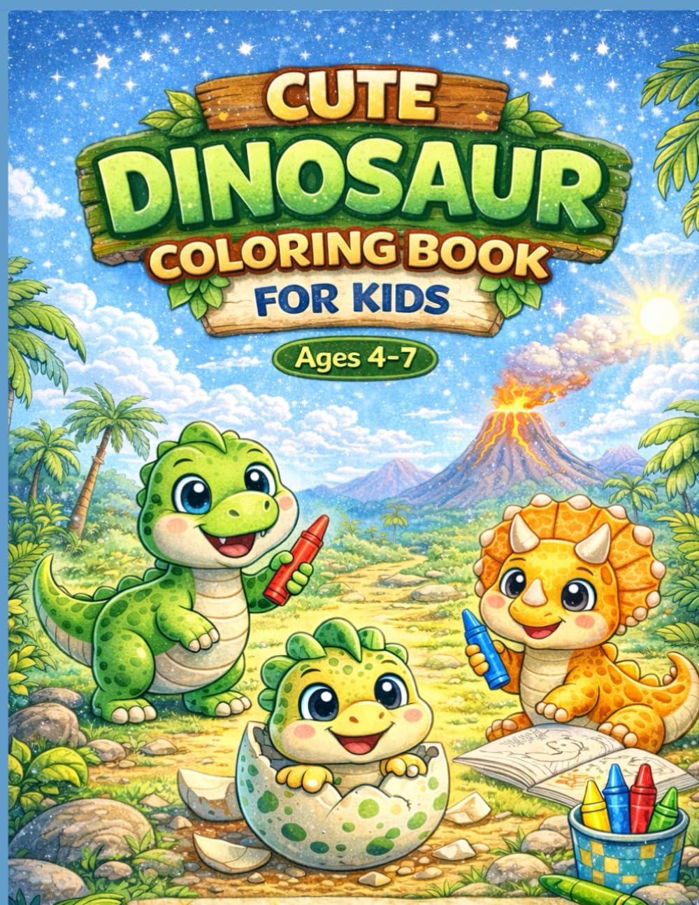 Cute Dinosaur Coloring Book for Kids Ages 4–7: Fun and Easy Dinosaur Coloring Pages with Bold Lines | One Dino Per Page