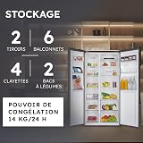 Haier - Réfrigérateur Américain - 2 Portes - Classe Énergétique E - Technologie Total No Frost Multi Air Flow - Inox - 337L + 191L (Congélateur) - 177,5 x 90,8 x 64,7 cm - Modèle HSR3918ENPG - 4